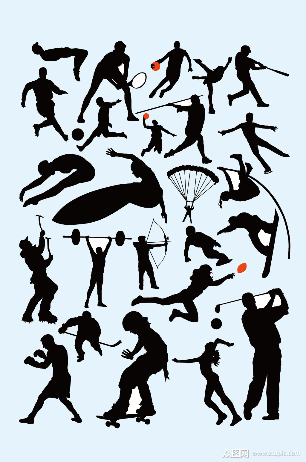矢量各式人物运动剪影