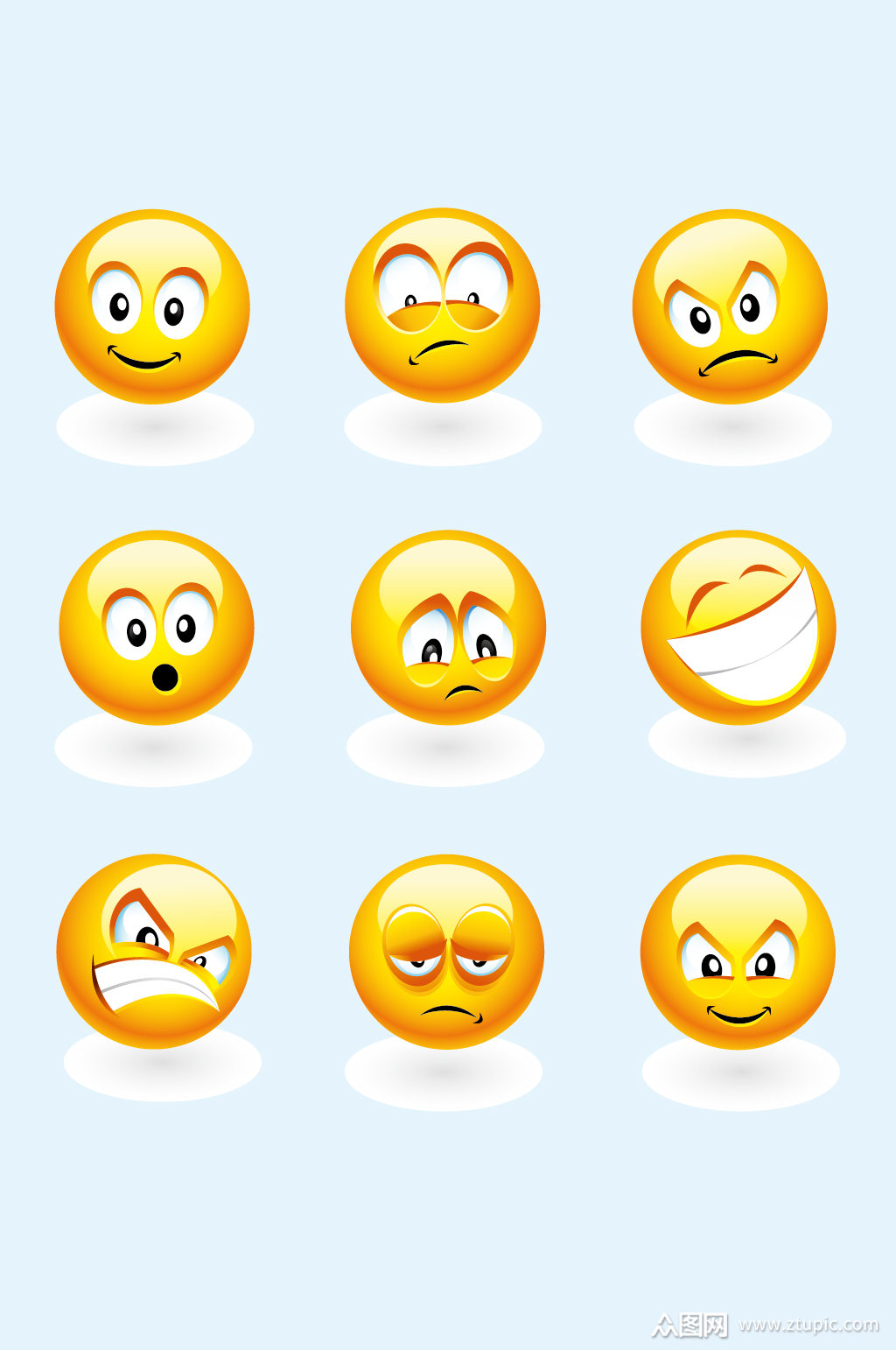 矢量笑脸表情包表情模板下载-编号1276470-众图网