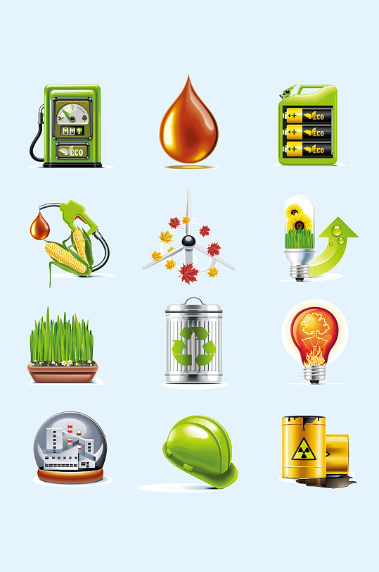 矢量节约能源标识元素