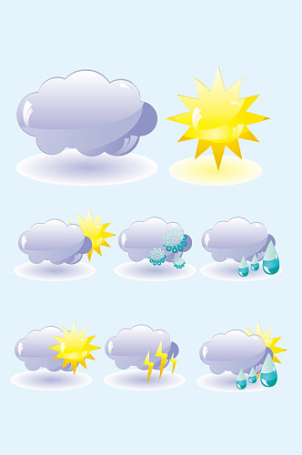 AI矢量天气预报天气图标