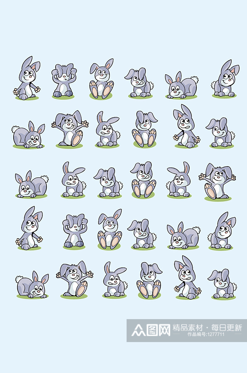 AI矢量卡通兔子素材