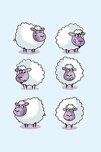 AI矢量卡通小绵羊