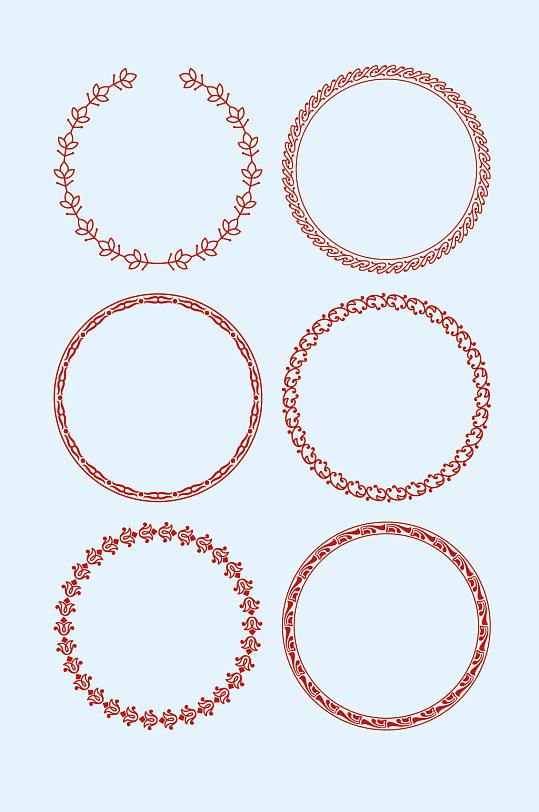 矢量圆形花纹花边