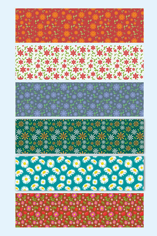 AI矢量花草花无缝底纹