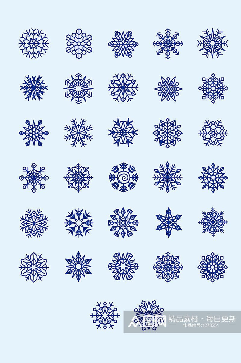 AI圆形矢量雪花雪片素材