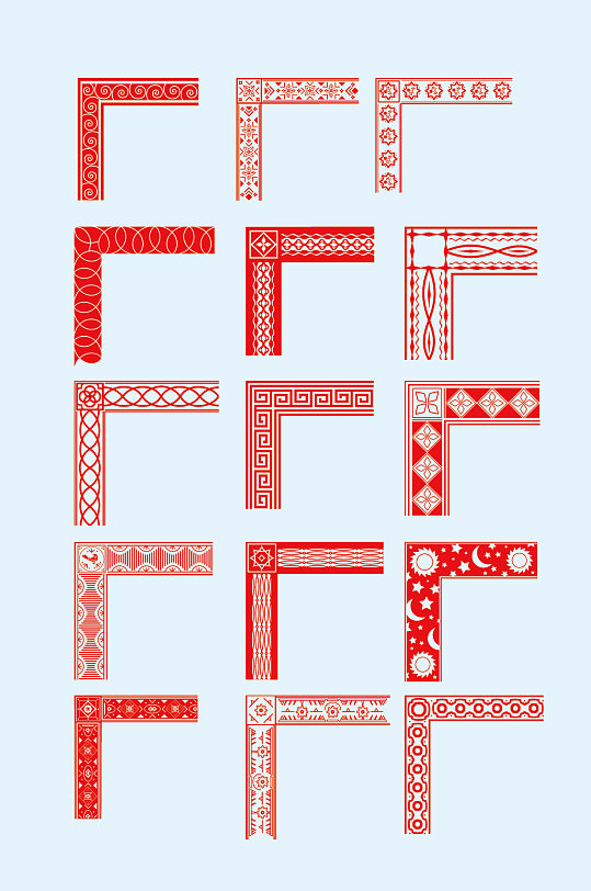 矢量中式欧式花纹角花-众图网