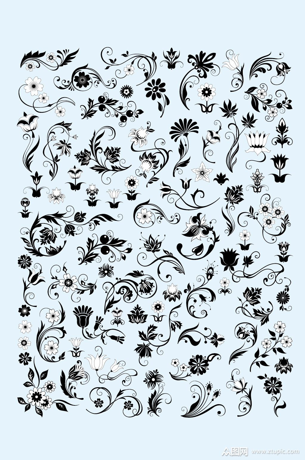矢量花草花纹花边