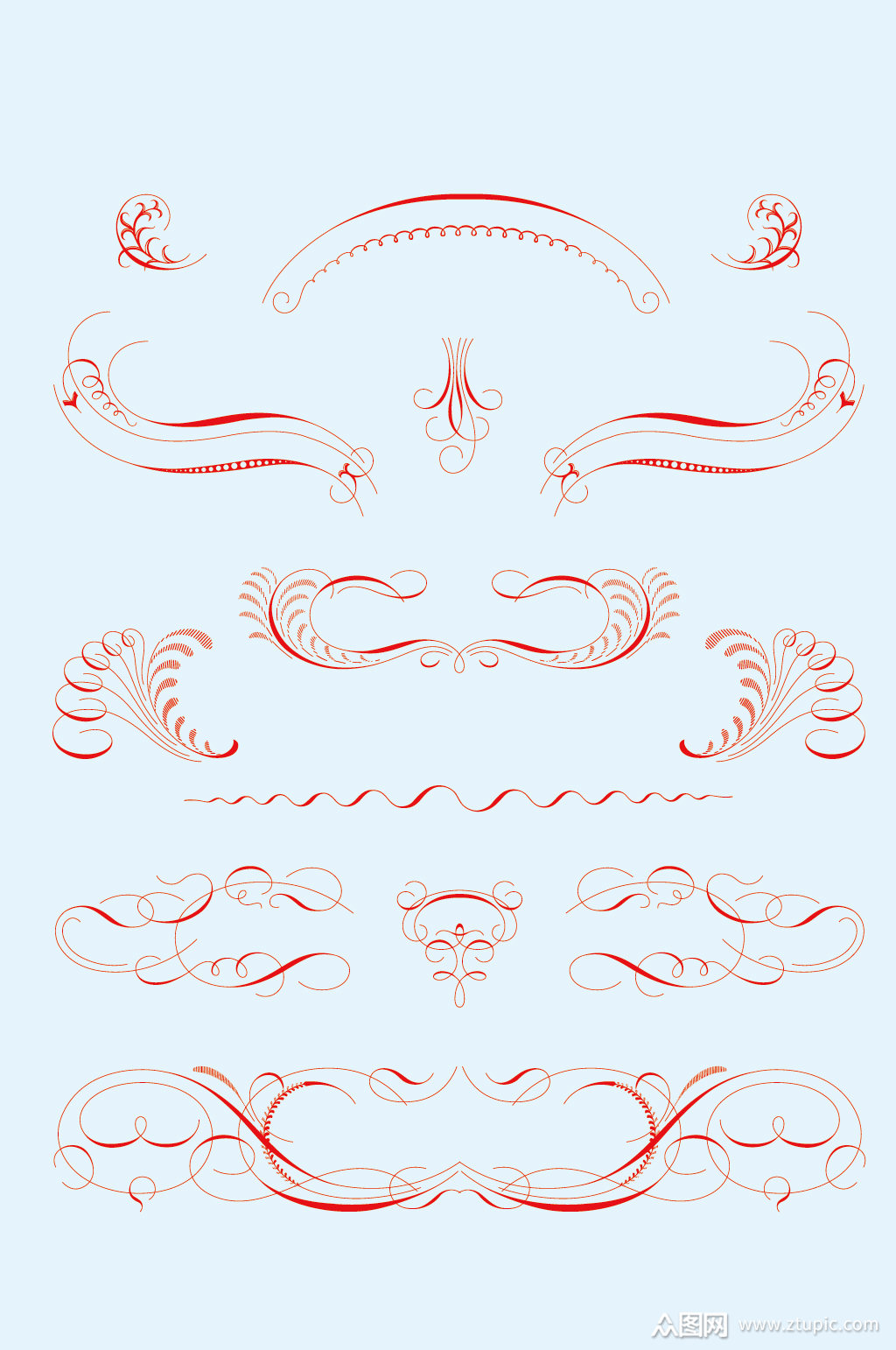 欧式矢量花草花纹花边