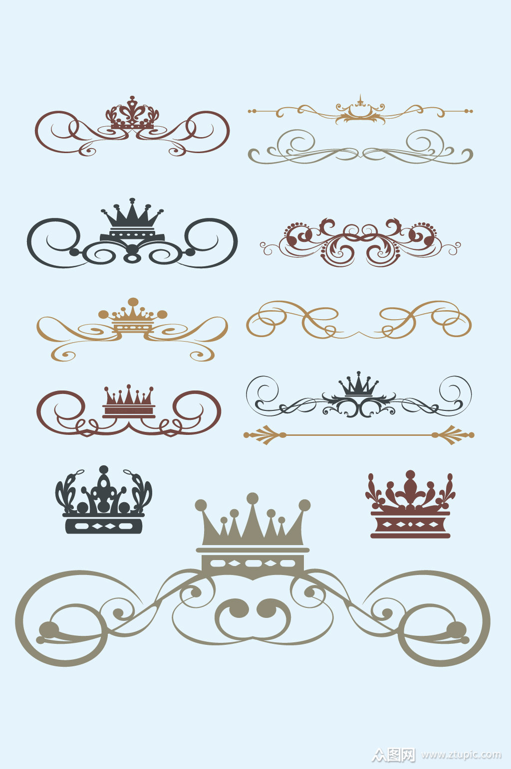 矢量欧式花纹皇冠素材