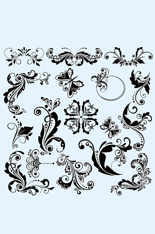 矢量欧式花草花纹花边