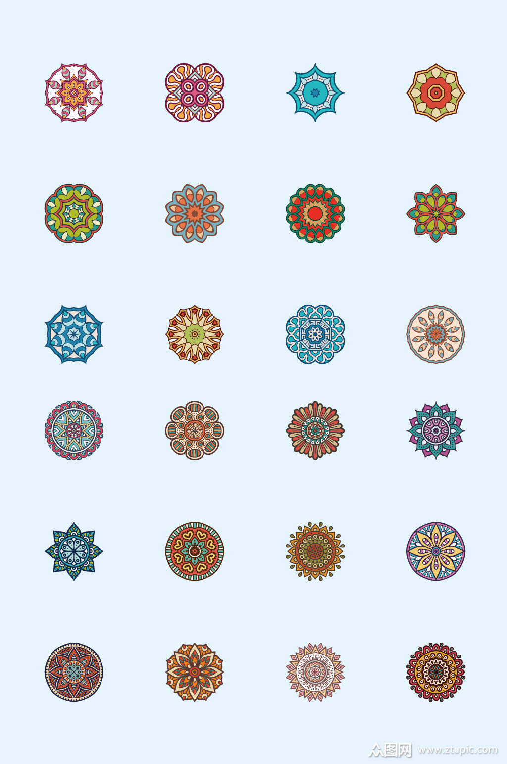 圆形矢量花纹元素