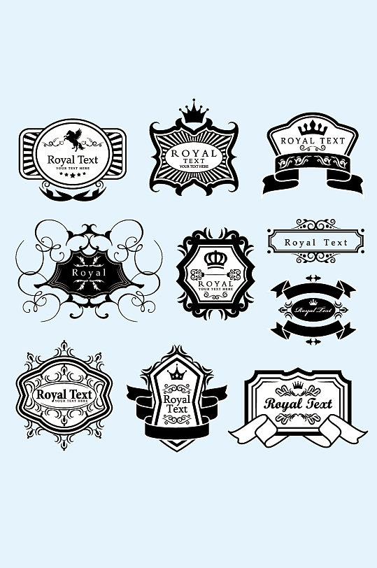 欧式矢量花纹花边标签