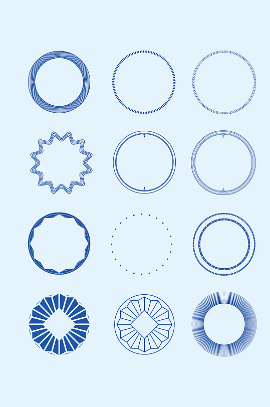 矢量圆形花纹花边