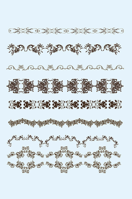 欧式矢量花纹花边底边