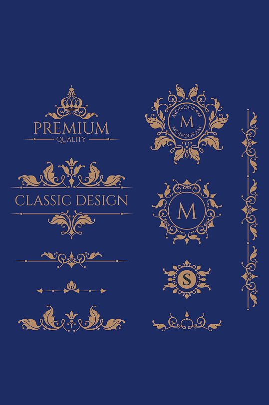 欧式矢量花纹边框花边-众图网