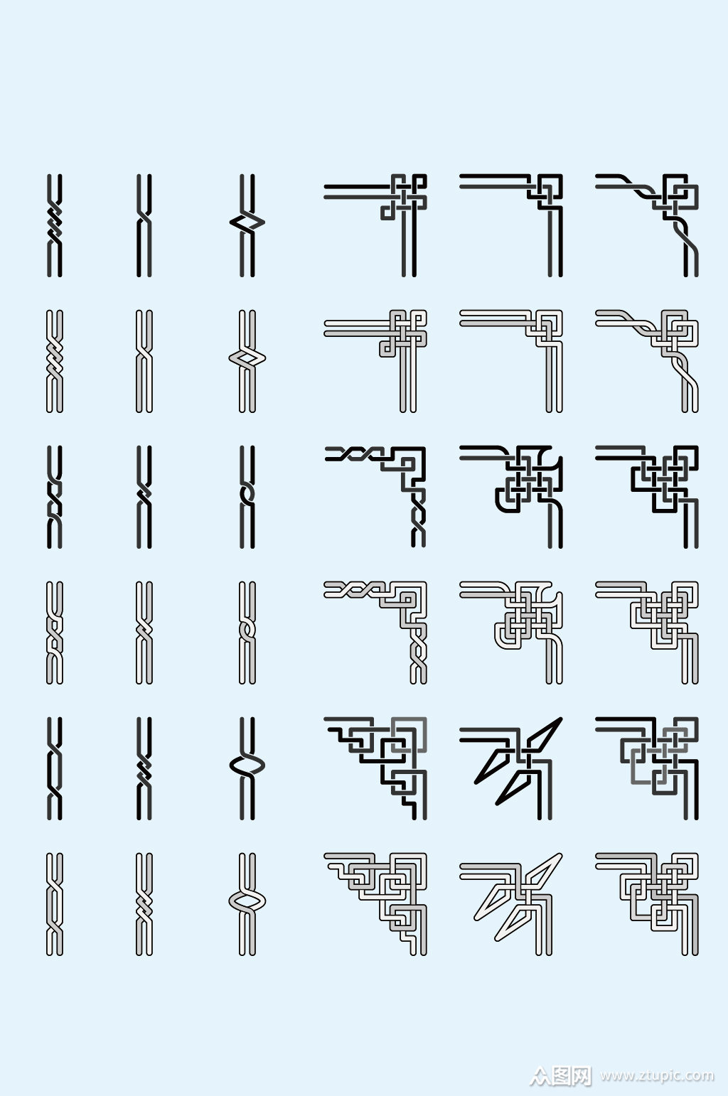 中式矢量花纹角花
