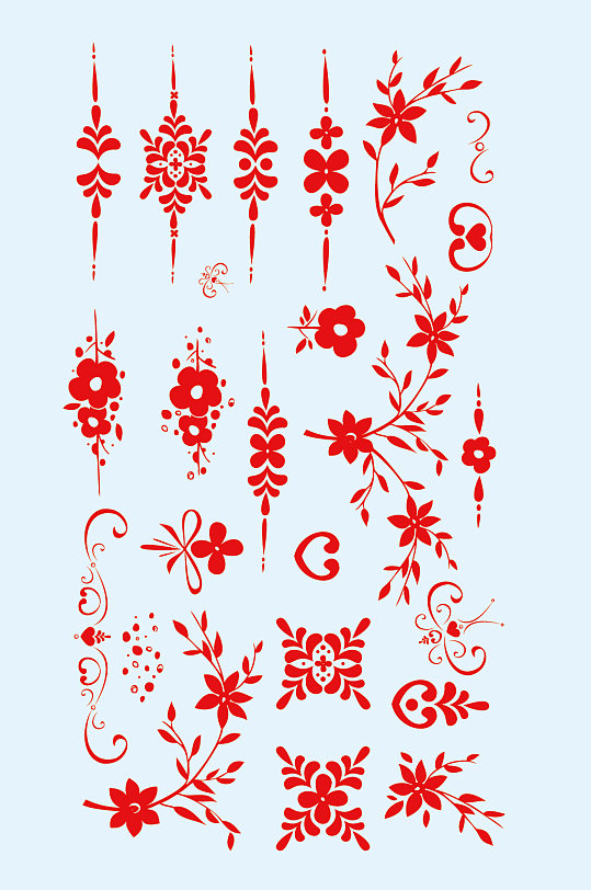 矢量花草花纹花边