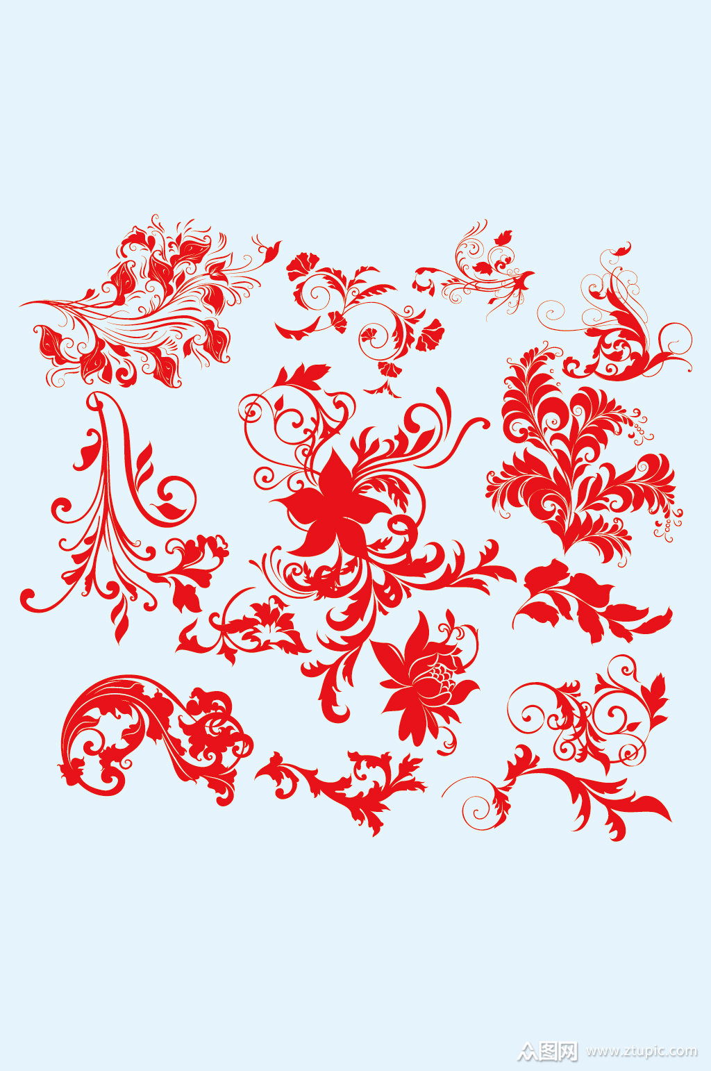 ai矢量花草花纹花边