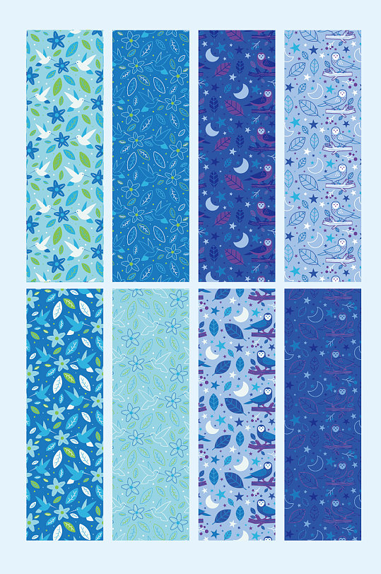 矢量树叶森林鸟儿底纹背景-众图网