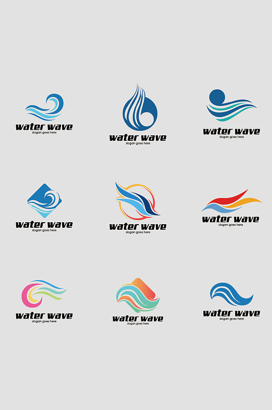 矢量浪花海水LOGO标志-众图网