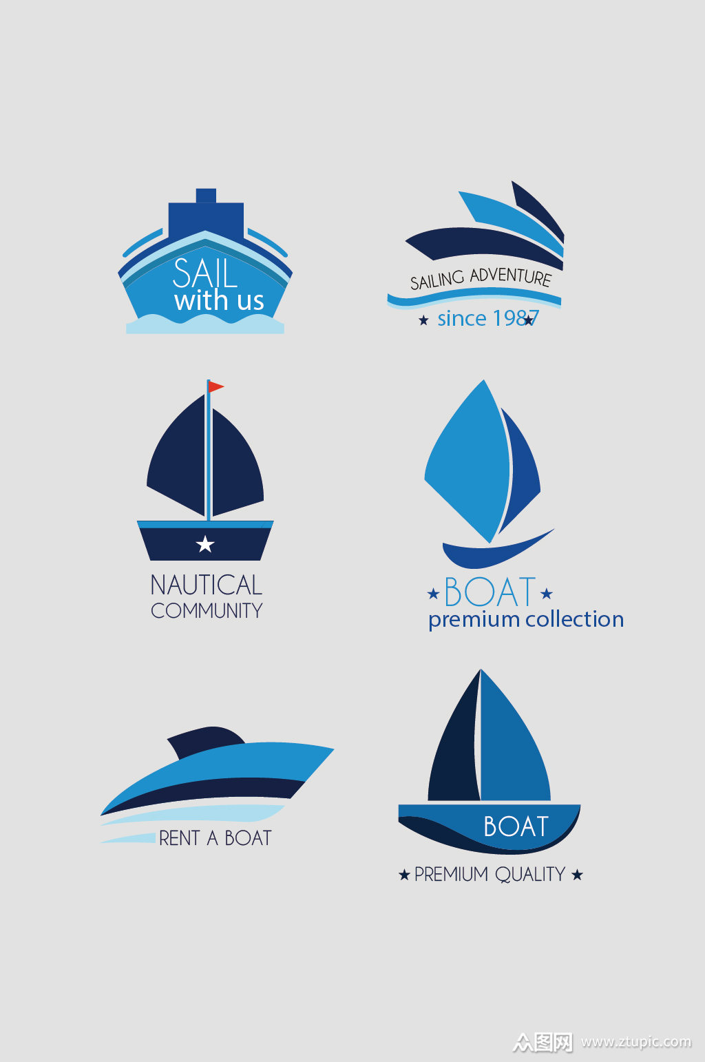 ai矢量轮船客船logo