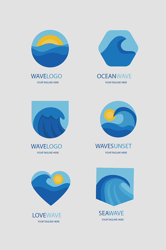 ai矢量浪花海洋logo标志