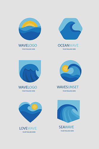 AI矢量浪花海洋LOGO标志