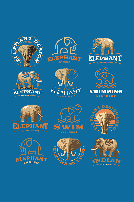 ai矢量象大象logo标志