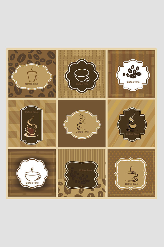AI矢量咖啡咖啡豆元素卡片