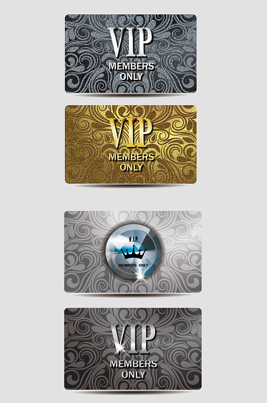矢量高档金色银色vip卡