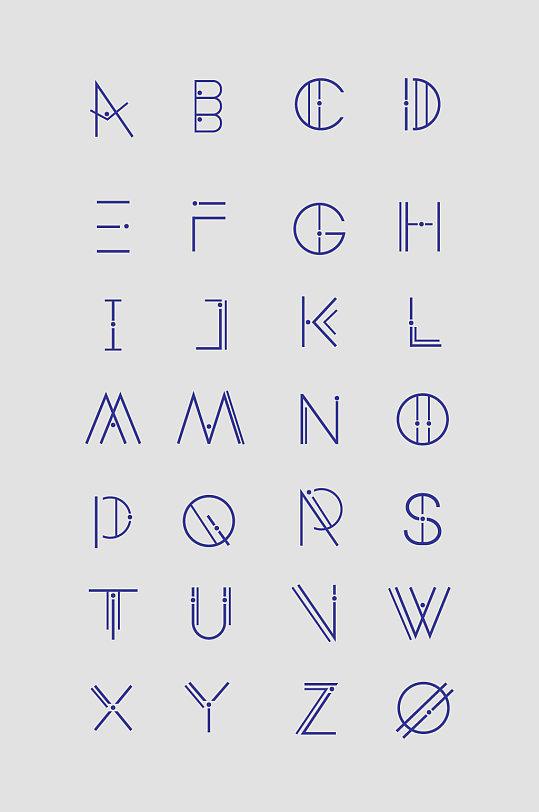 矢量个性手绘大写英文字母