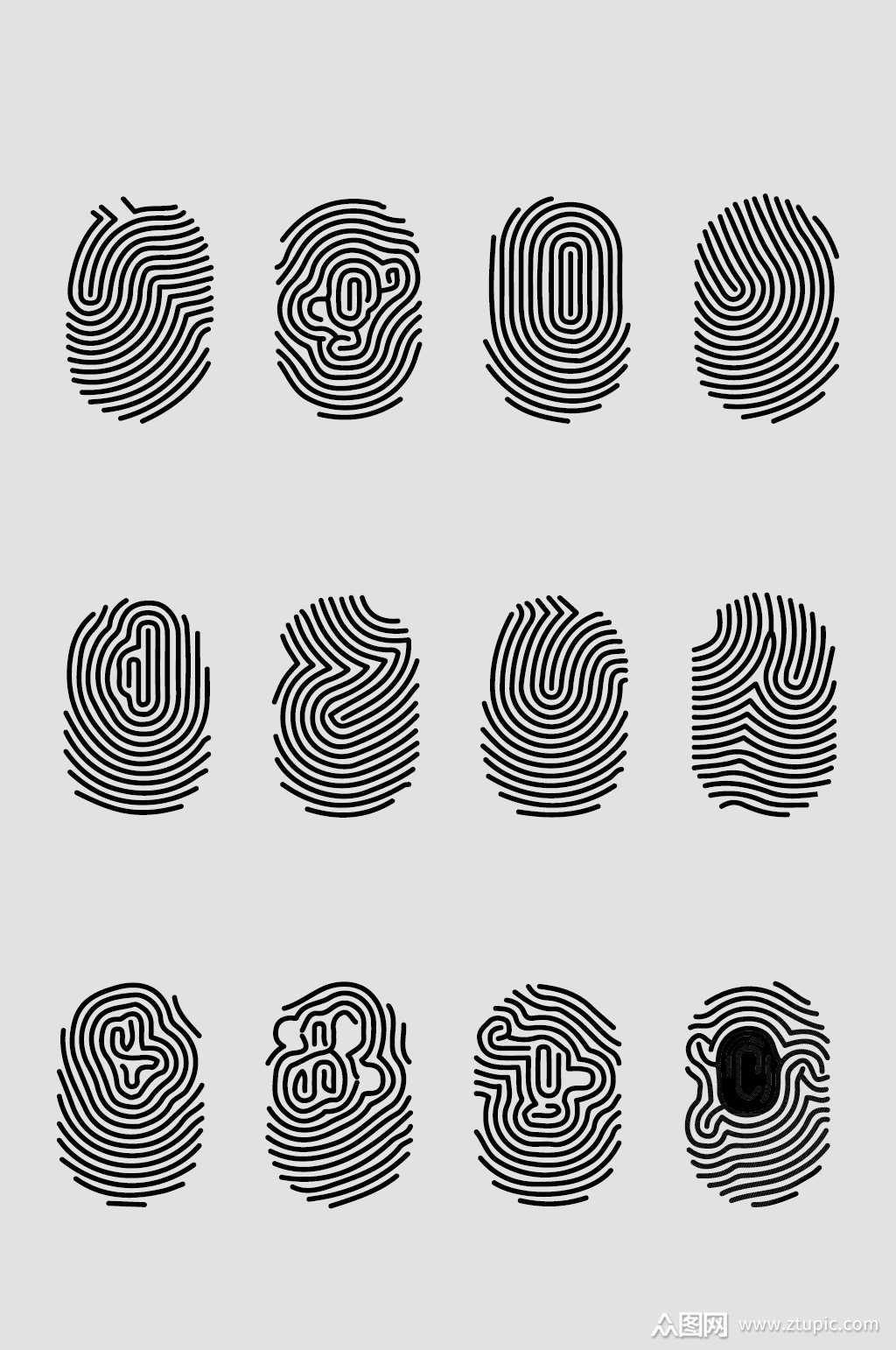 ai矢量指纹元素素材