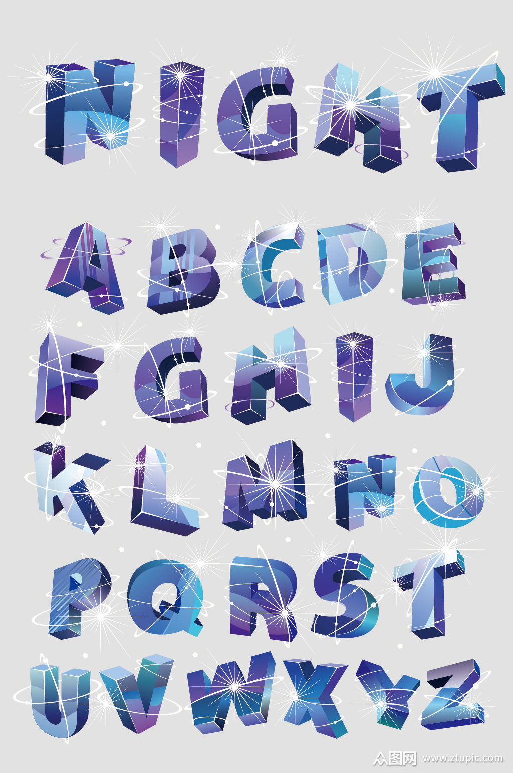 个性立体酷炫大写英文字母