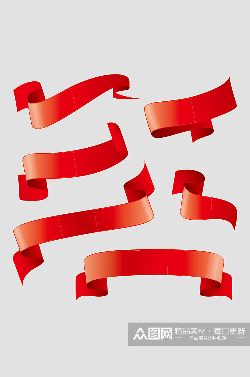 矢量红色飘带标题框素材