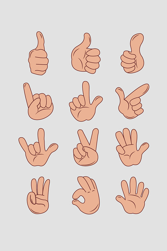 矢量手指手势元素