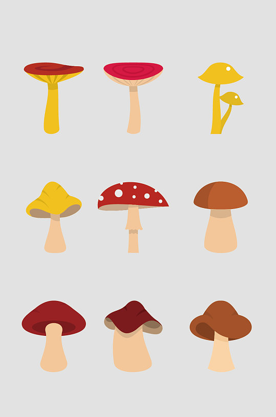 矢量手绘蘑菇元素