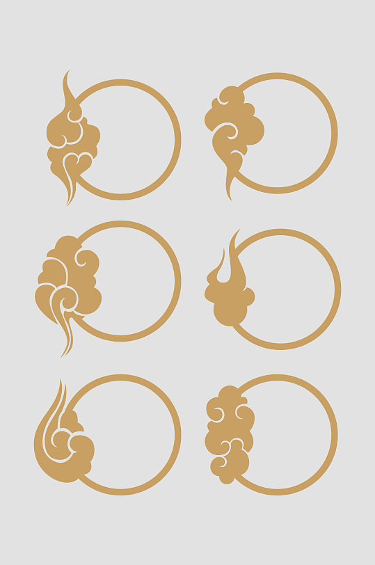 矢量中式圆形花纹边框