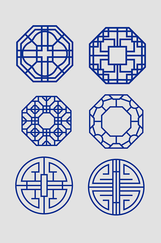 矢量圆形中式花纹边框