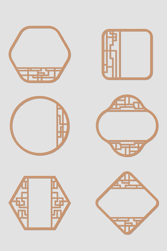 中式矢量窗花边框