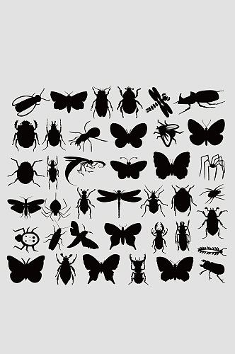 矢量虫子昆虫剪影图片大全大图