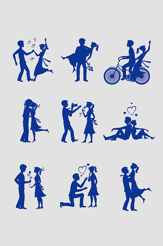 矢量男女浪漫剪影