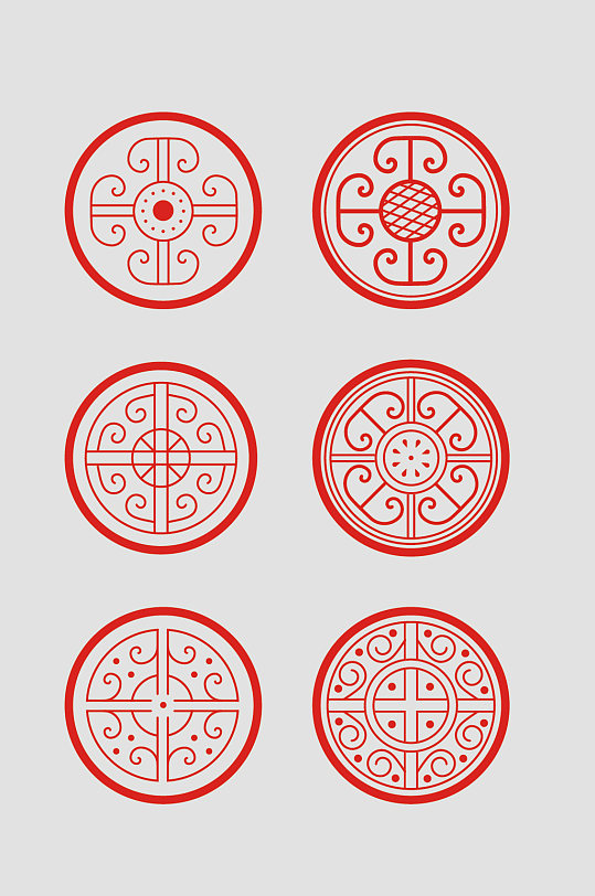 矢量中式圆形花纹边框