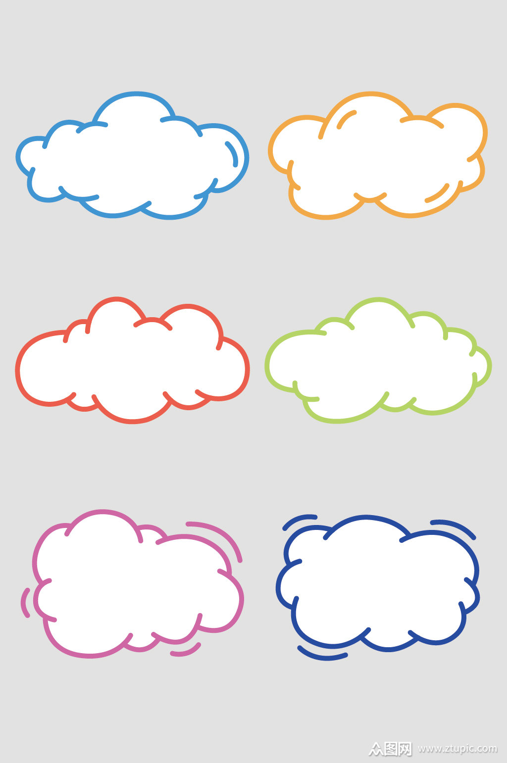 矢量卡通彩绘云朵元素素材