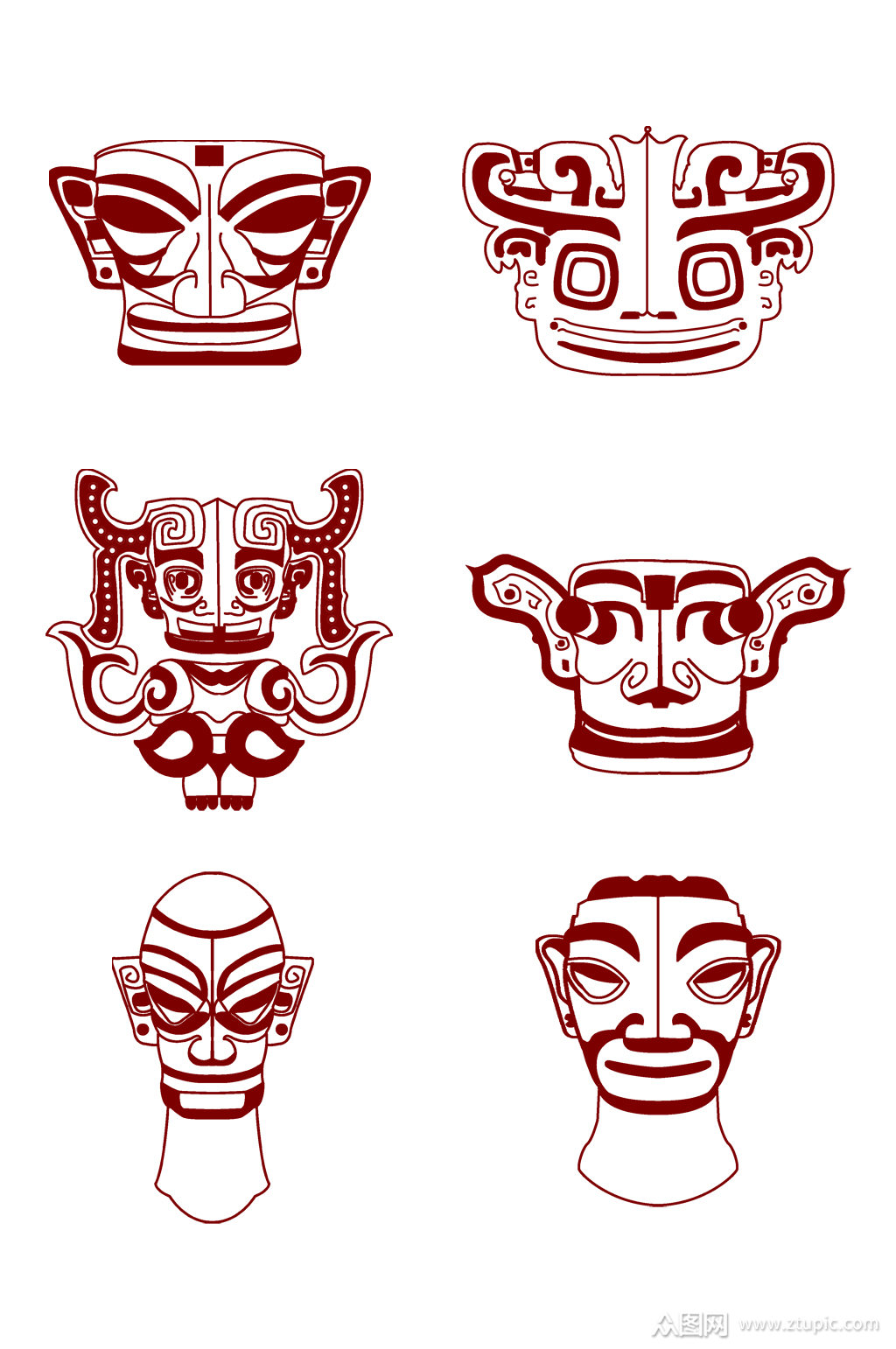 三星堆手绘免扣元素