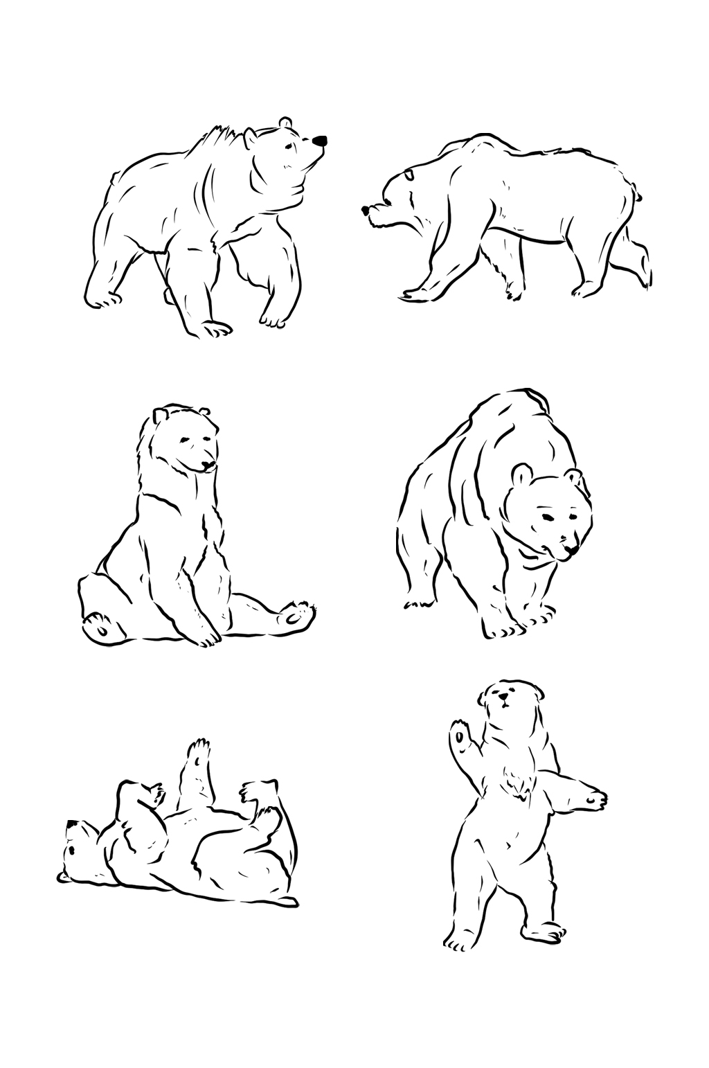 手绘线条北极熊元素