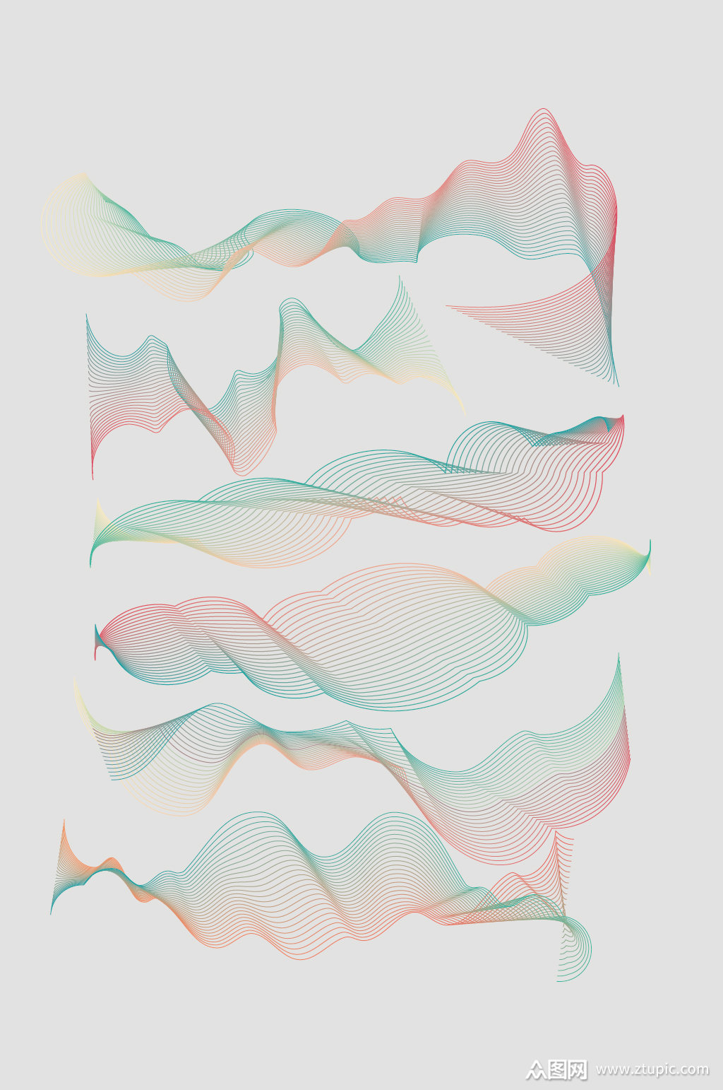 矢量酷炫渐变线条元素