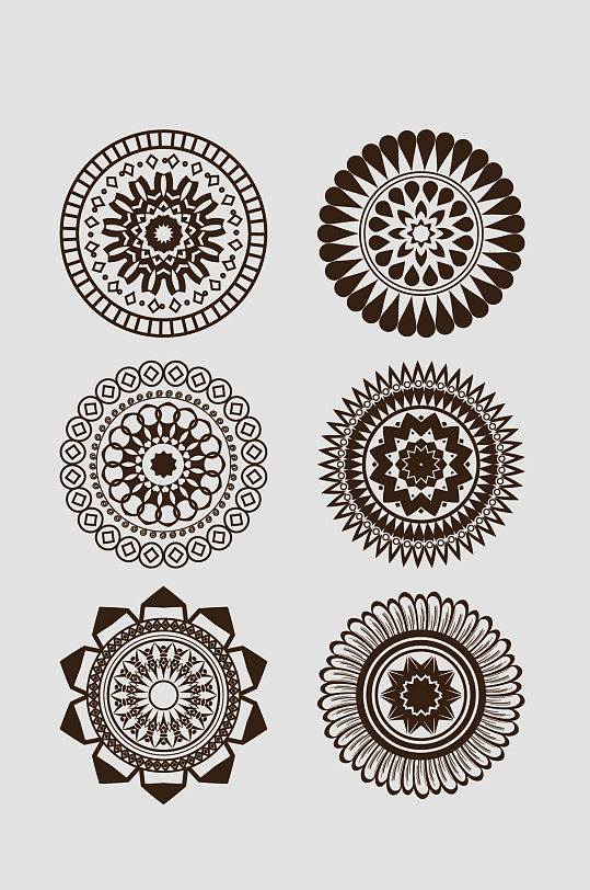 矢量中式古典圆形花纹圆环