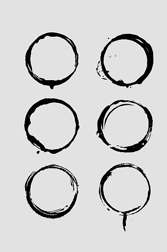 矢量中式水墨花纹圆环