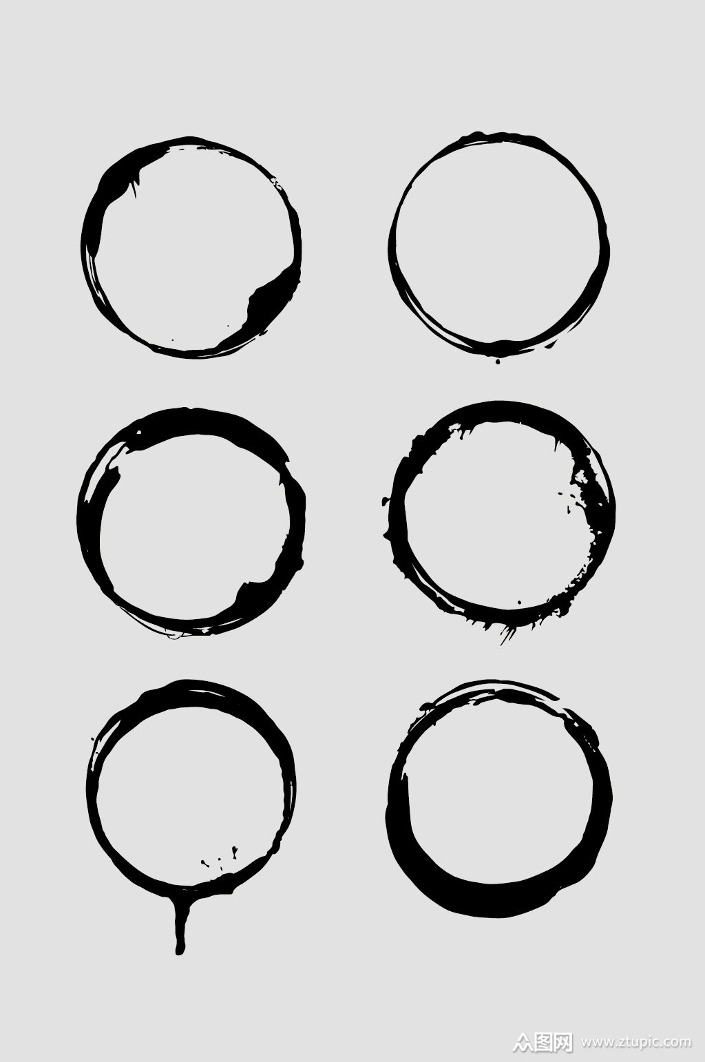 圆形水墨花纹素材免费下载,本作品是由往事&如风上传的原创免抠元素