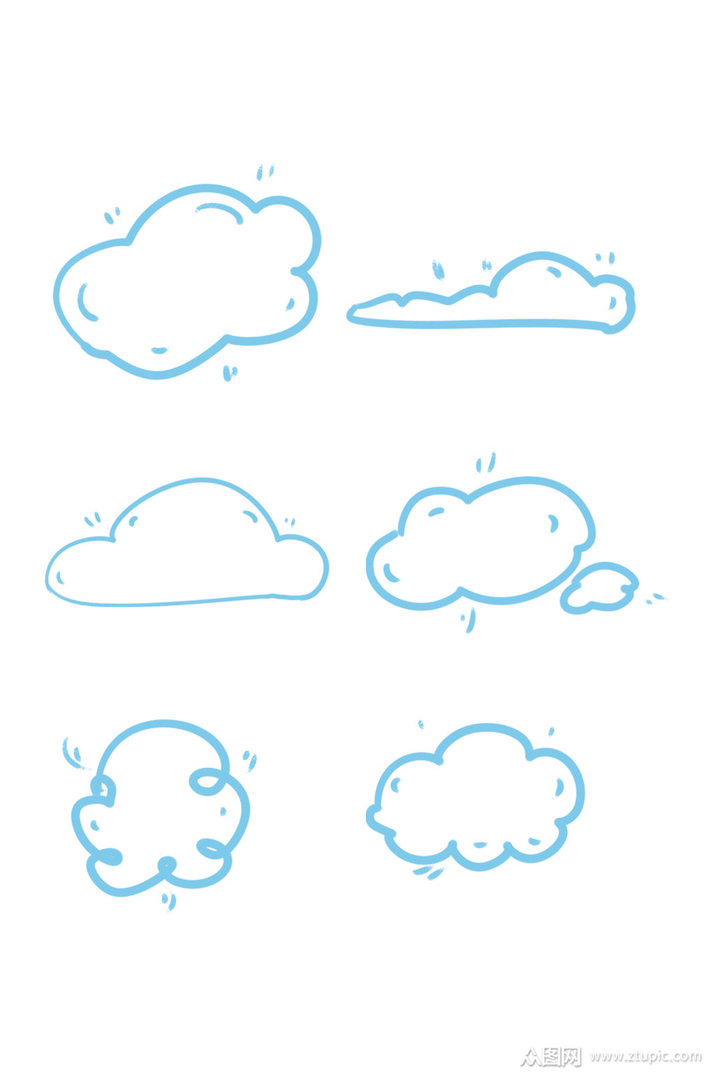 简约线条手绘祥云云朵元素